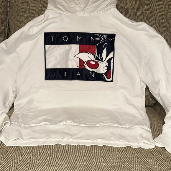 Rare VTG TOMMY HILFIGER X SPACE JAM LOONEY TUNES AUTHENTIC HOODIE TOMMY JEANS - Picture 3 of 16